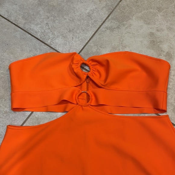 NWT! Rebdolls Orange Double Take Ringed Cut Out Bandage Mini Dress 4X - Picture 6 of 10